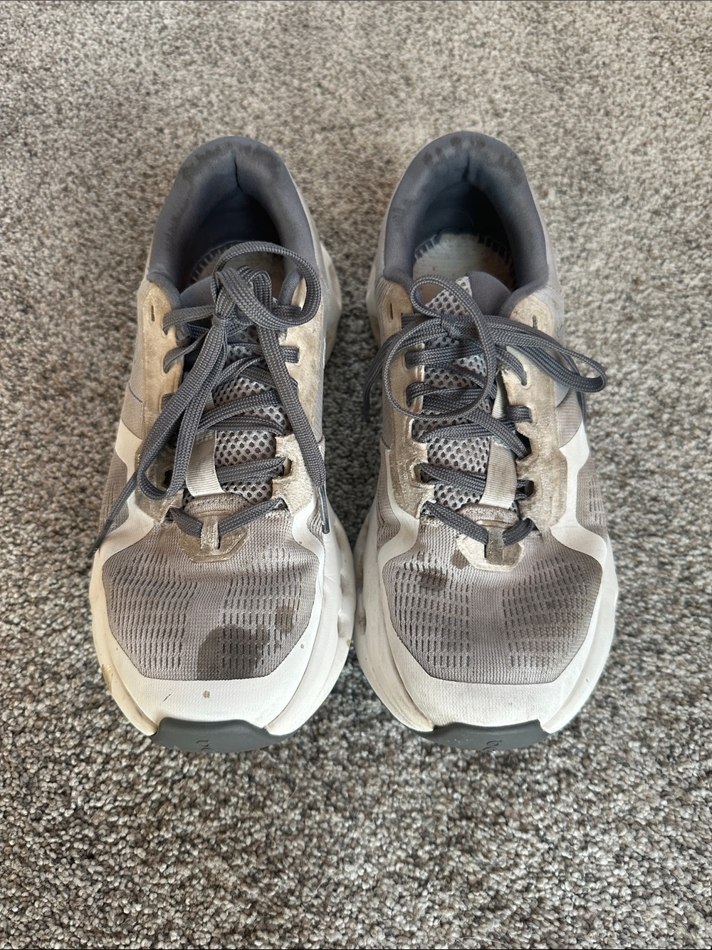 On Running Women's Gray and White Athletic Sneakers